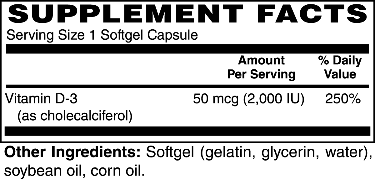 High Potency Vitamin D3 - 2,000 IU